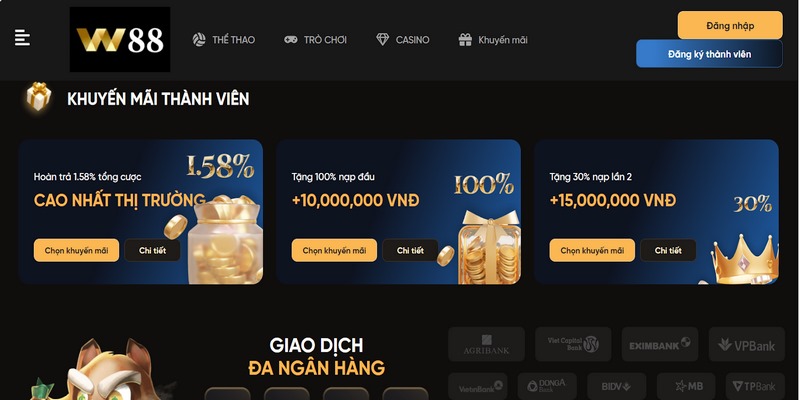 W88 Đăng Nhập- Cập Nhật Link Vào Mới Nhất 2026 2 Nhà cái thường xuyên cung cấp các chương trình ưu đãi đăng nhập